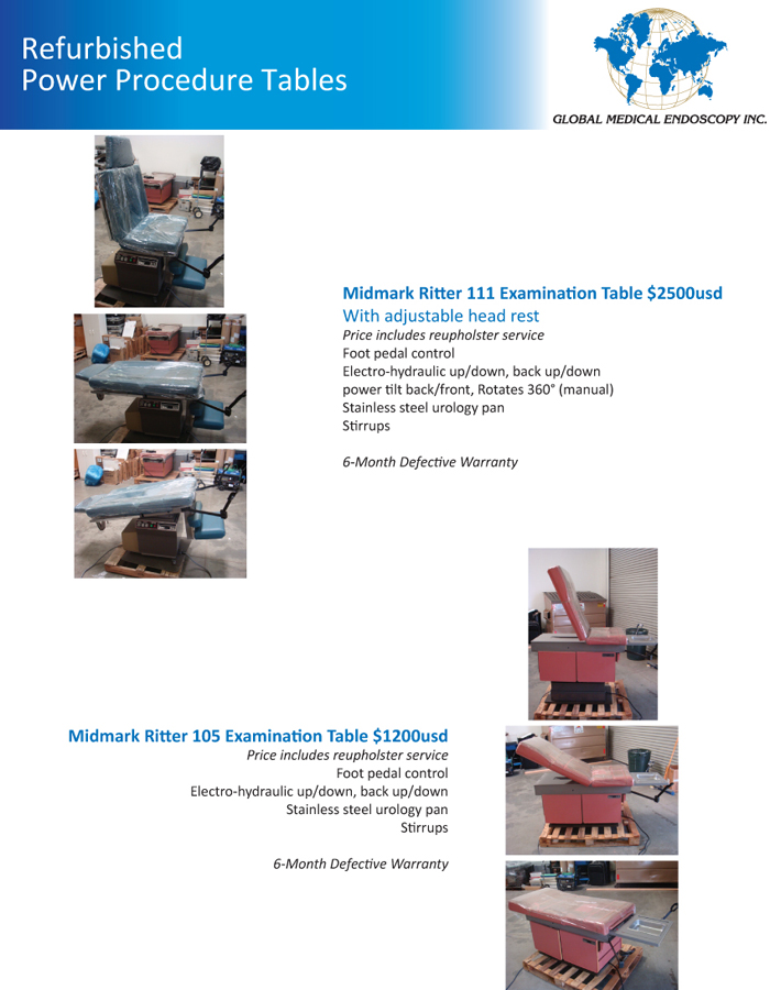 Global Medical Endoscopy specializes in demo, refurrbished & preowned and new medical equipment